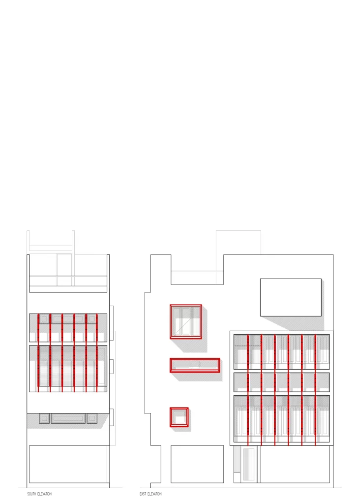 Architectural elevations blueprint drawing of Dhum Residence