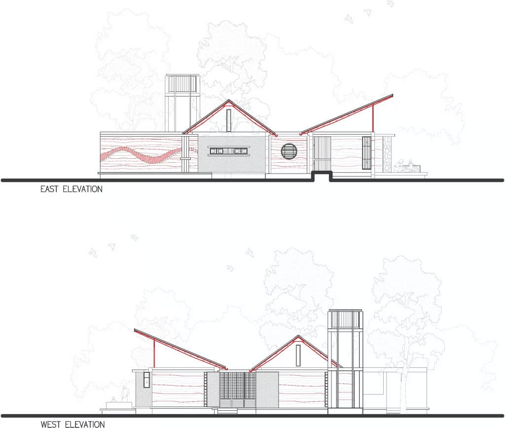 House in a field interior layout view E