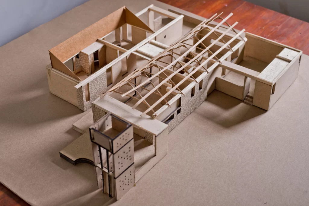 House in a field architectural project perspective view