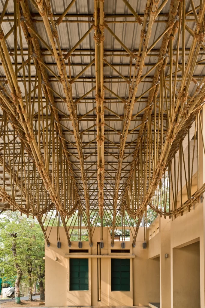 Yogashaala vertical pillar construction