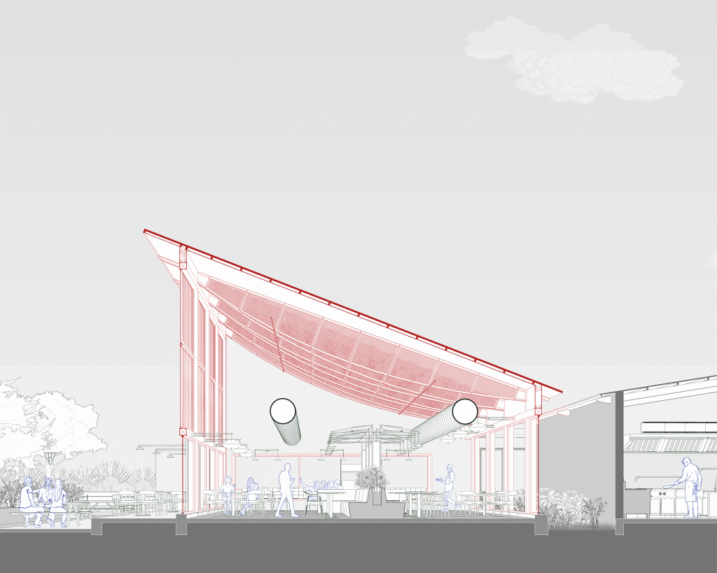 Flying Roof Restaurant 3D Animation and Design Rendering GIF