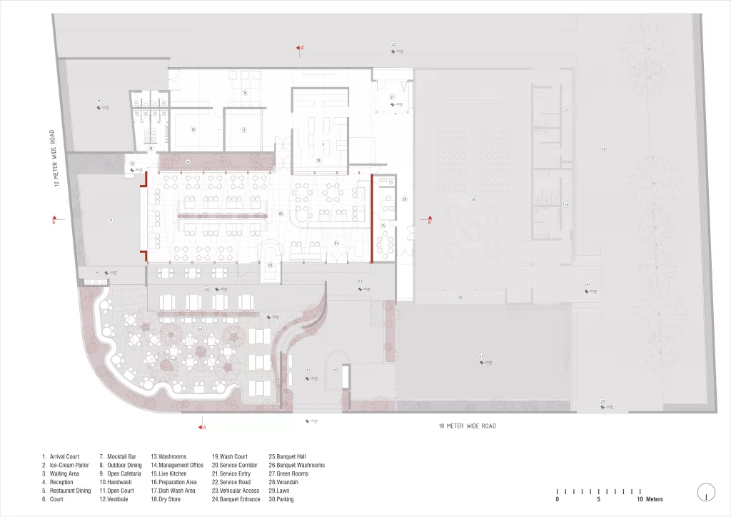Flying Roof Restaurant Floor Plan and Layout Schematic