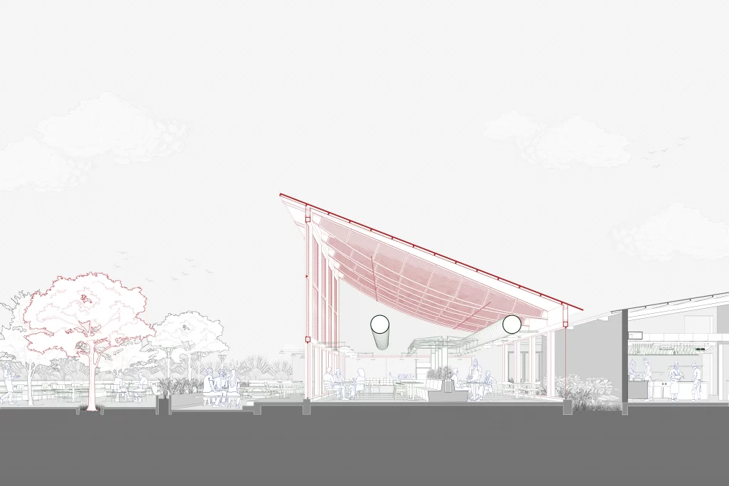 Flying Roof Restaurant Architectural Perspective Section A Drawing