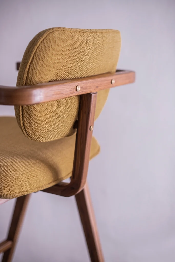 Close up view of the bar chair structure and finishing