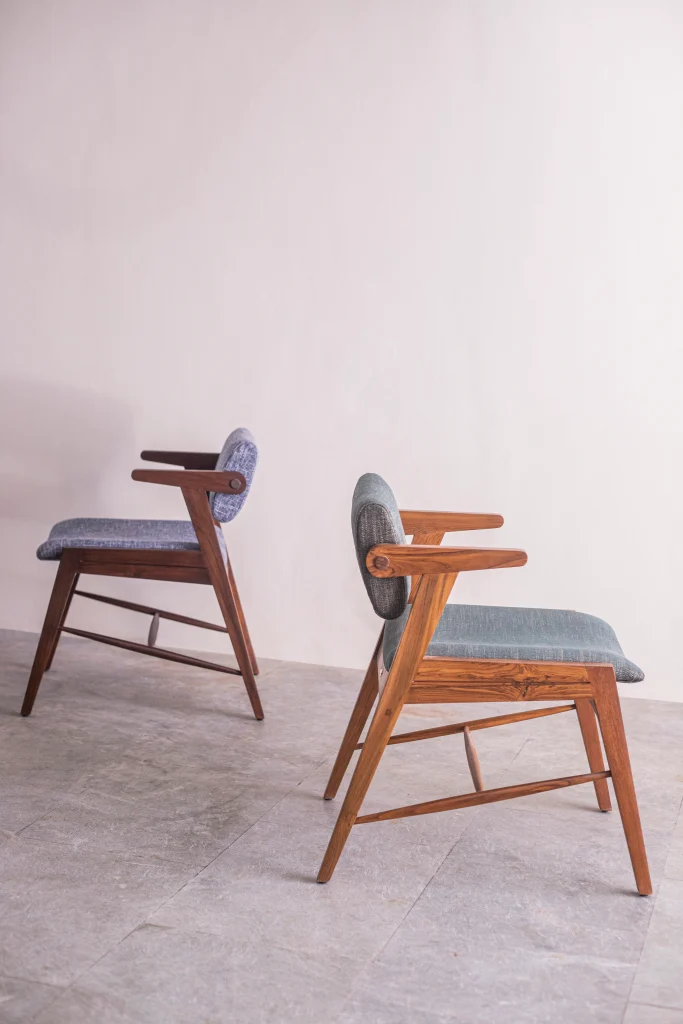 Close up of wooden grain texture on the Beak Chair