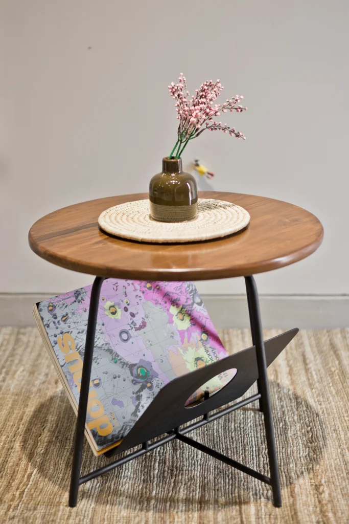 Close up view of the butterfly table craftsmanship