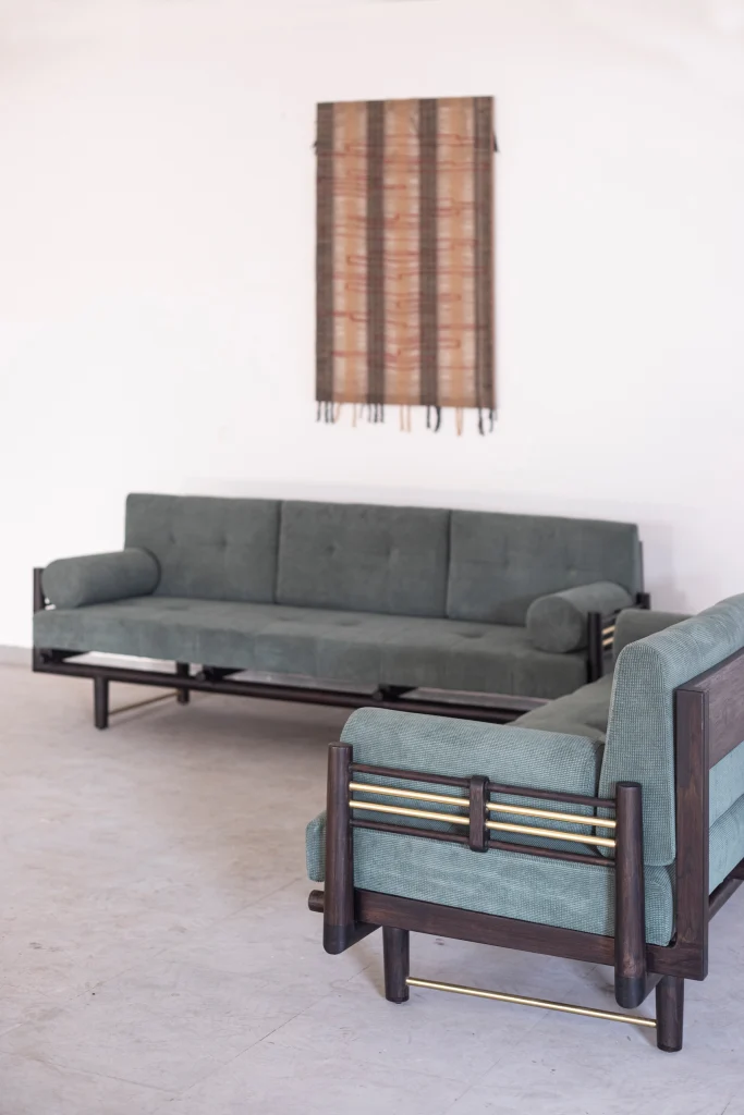 Fuyo Sofa front view showing upholstery detail