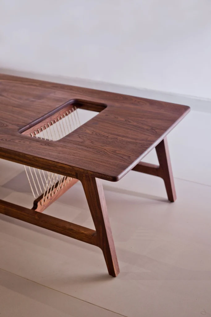 Harp Table architectural leg design and finish