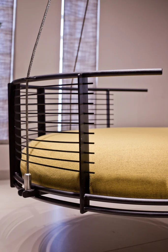 Side angle view of the luxury circular swing design