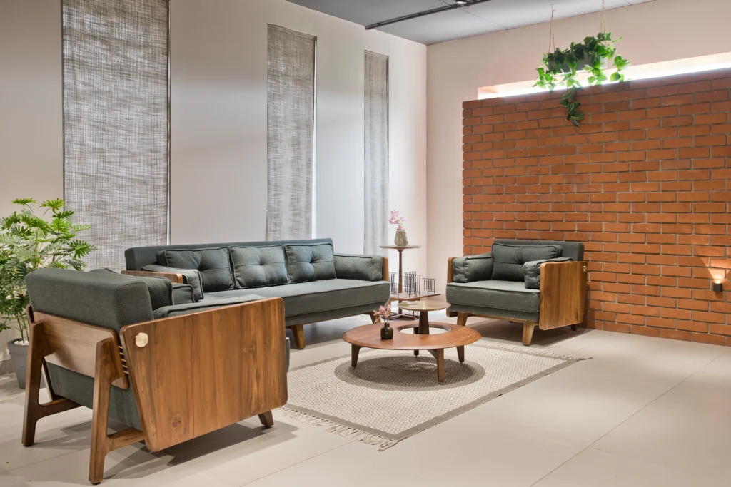 Close-up view of Maitree Sofa cushioning and fabric texture