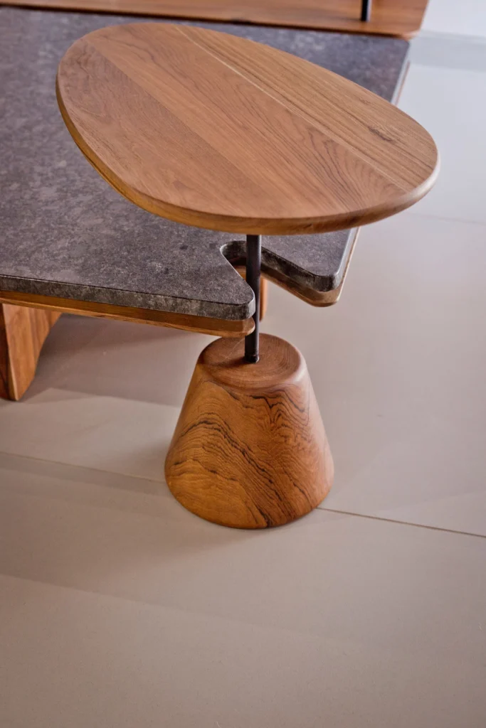 Close-up view of nest table craftsmanship