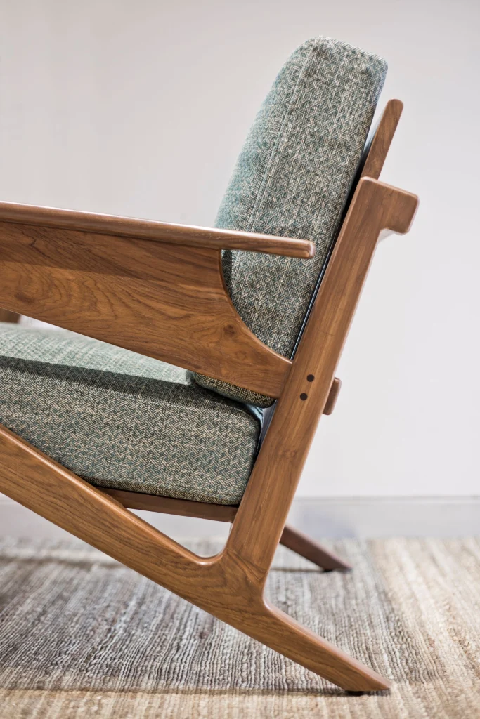 Schimitar furniture angle view and craftsmanship detail