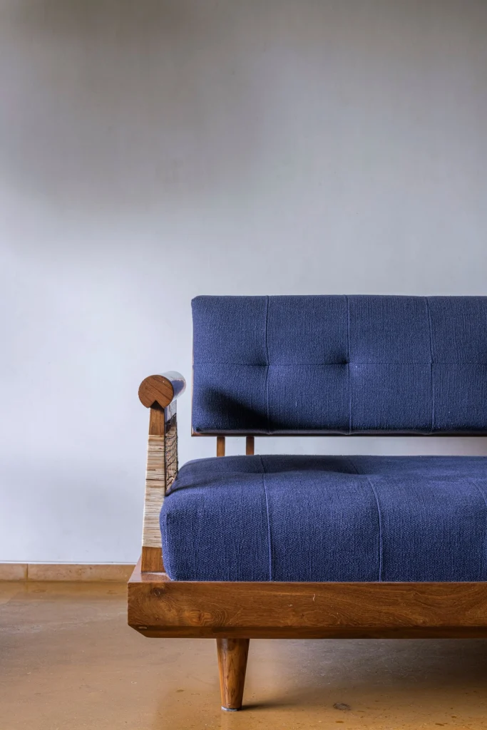 V Cleft Sofa close-up fabric texture and detail