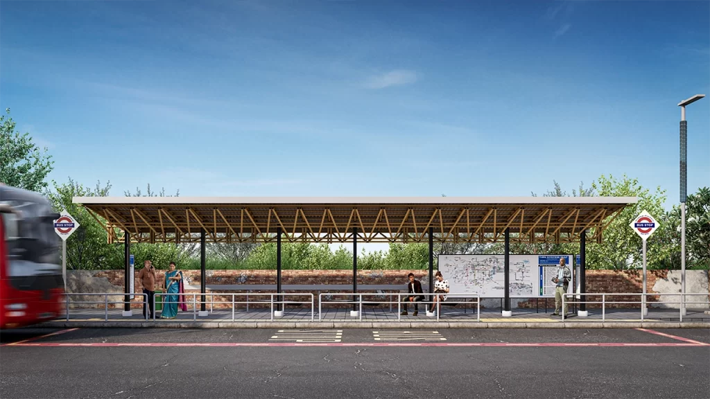 NHAI bus shelter design overview rendering