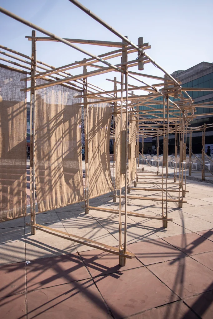 Bamboo alcove structure at Tapi Utsav project