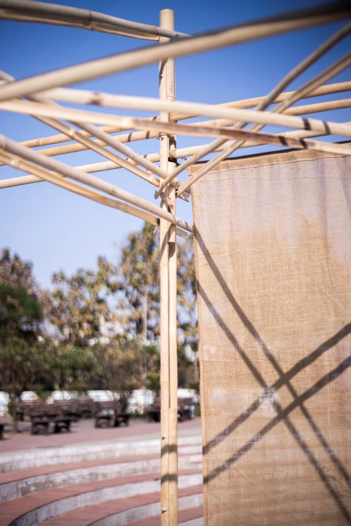 Artistic bamboo installation at Tapi Utsav project