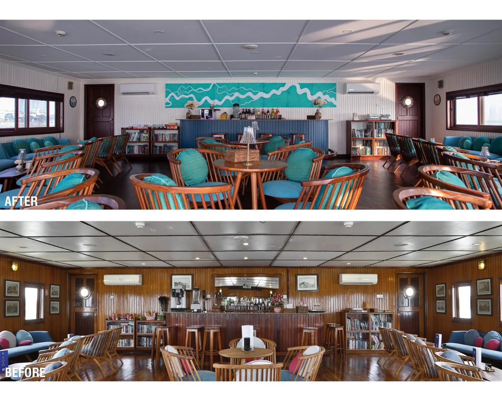 Bengal Ganga lounge interior before and after comparison
