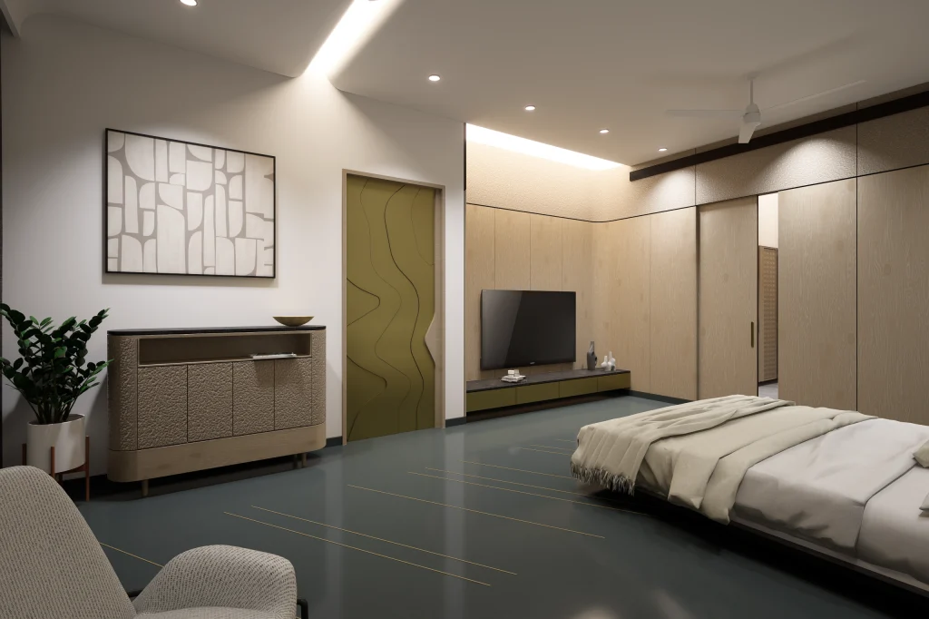 Doshi House master bedroom primary bed layout