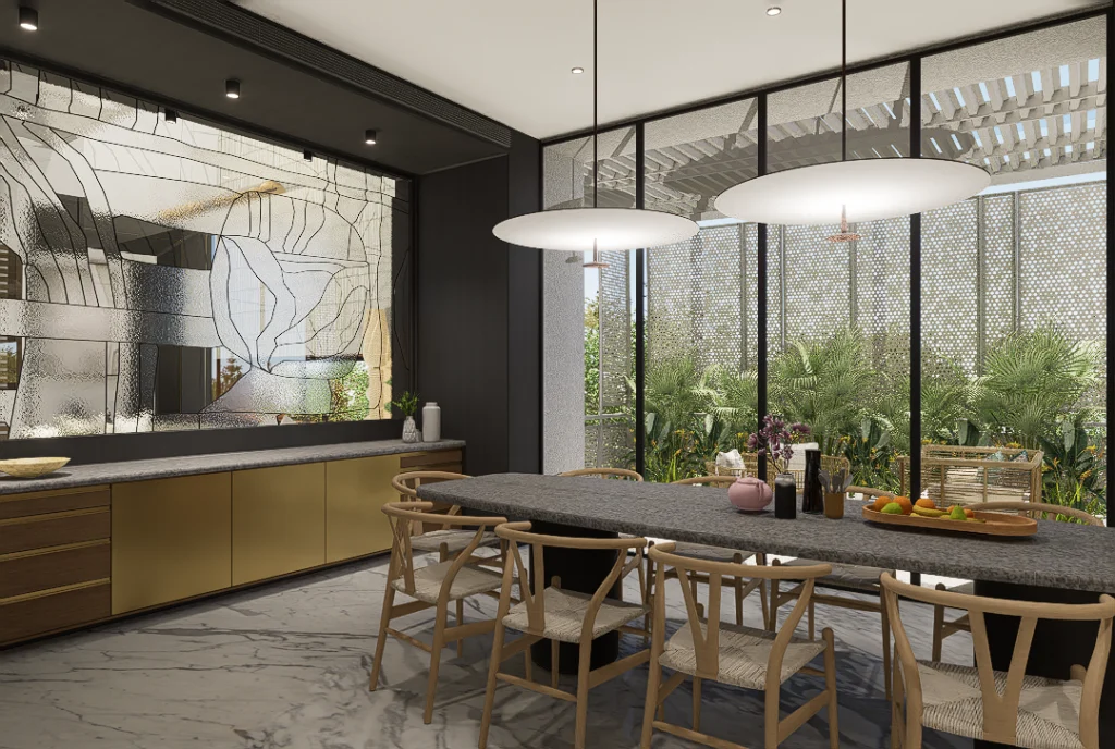 Doshi House contemporary dining area interior design
