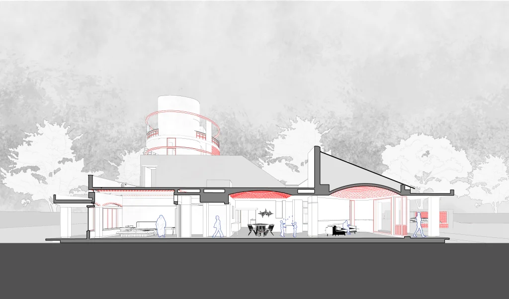Architectural cross-section drawing of Dr. Malay Patel Residence