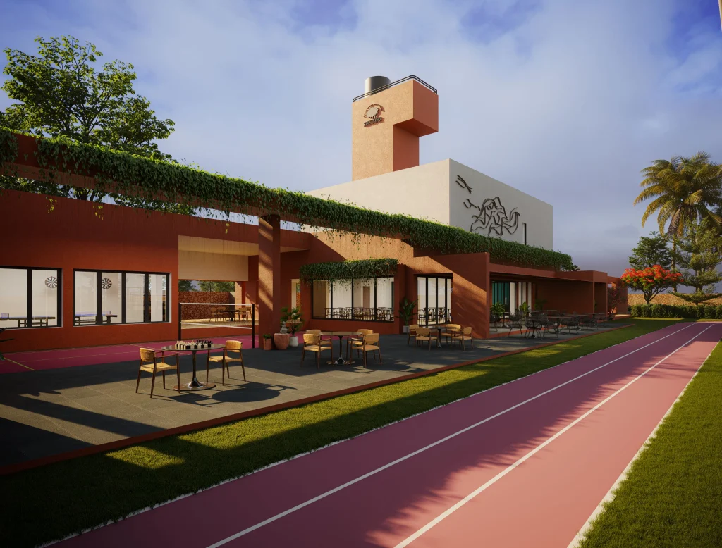 Suria Native Winds clubhouse trackside perspective view