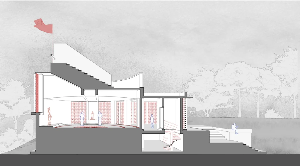 Temple architectural cross-section drawing one in Begusarai