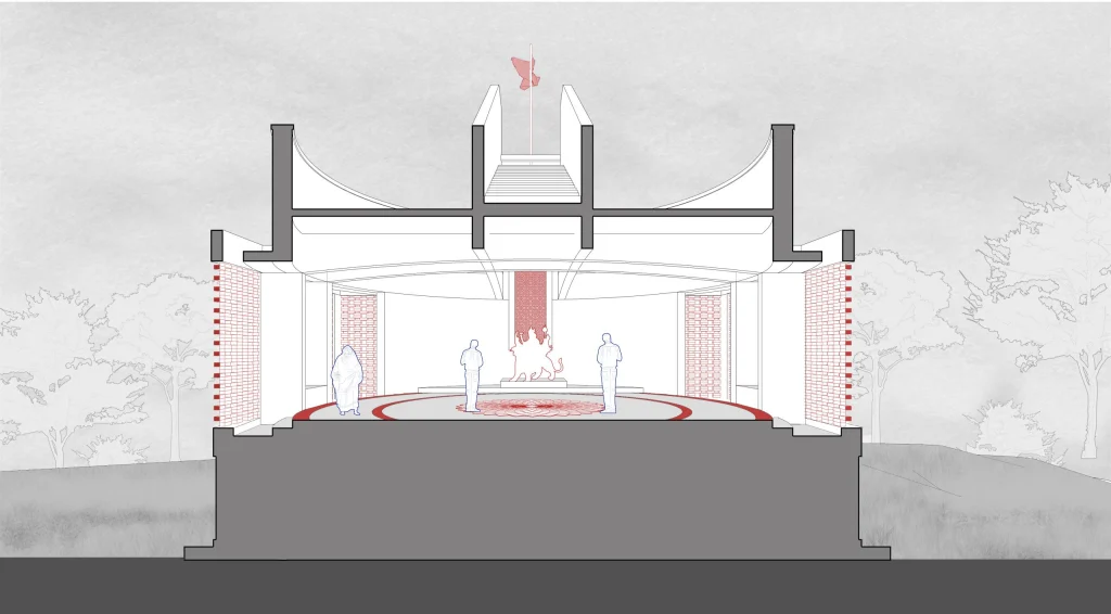 Temple architectural cross-section drawing two in Begusarai