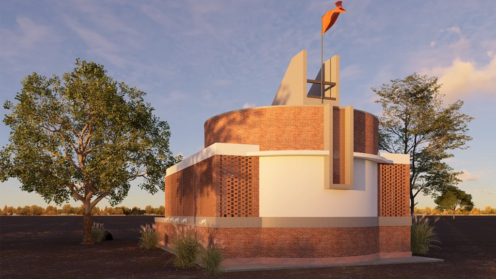 Temple architecture design rendering at Begusarai project