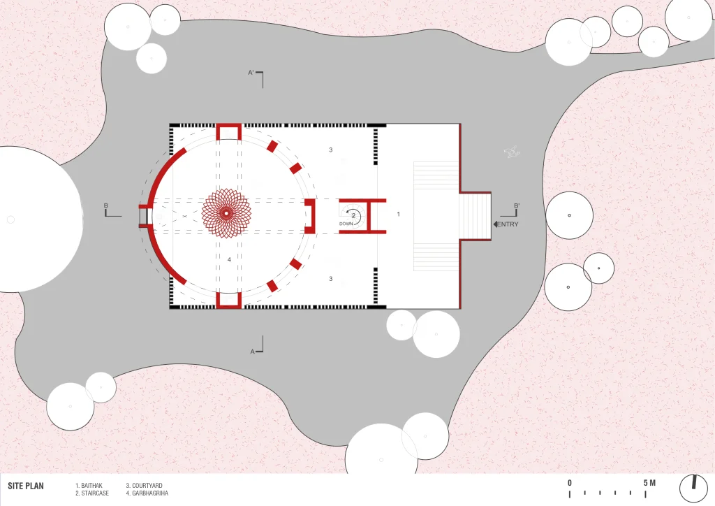 Temple floor plan layout design for Begusarai project